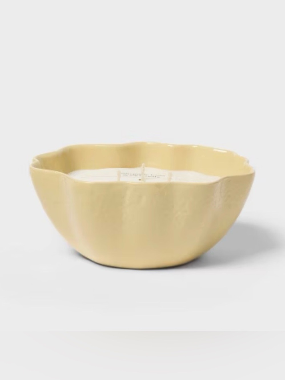 Threshold 4 Wick Ceramic Yellow Scalloped Citronella Pineapple Cove Scented 16oz